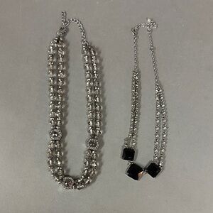 Bundle of Two Beaded Silver and Black Necklaces